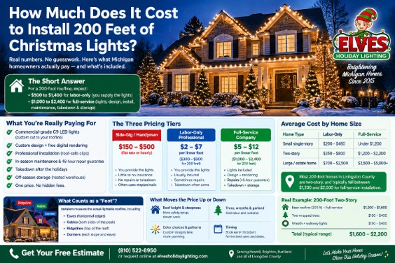 How Much Does It Cost to Install 200 Feet of Christmas Lights?