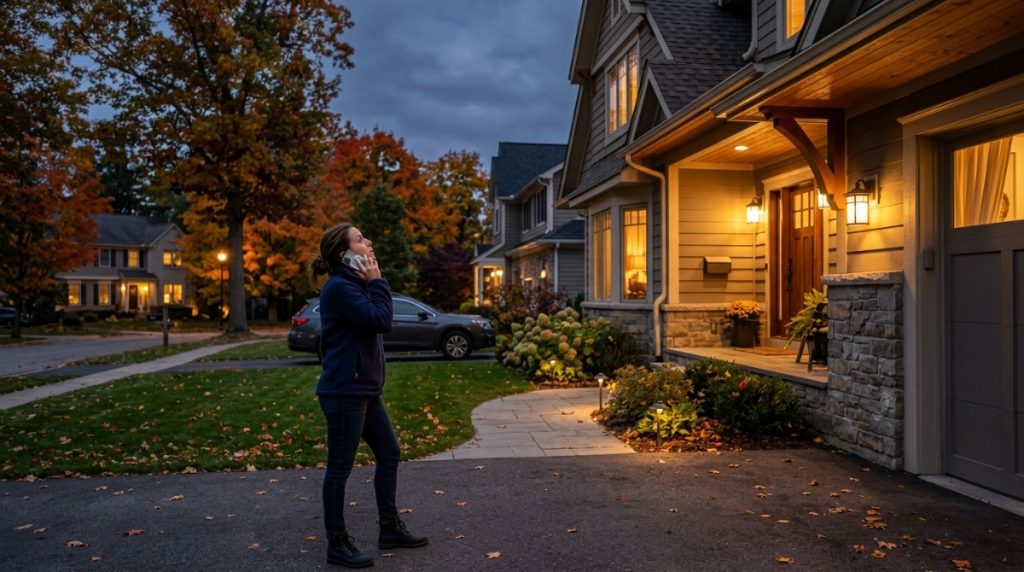 Professional permanent holiday lighting system along a home fascia