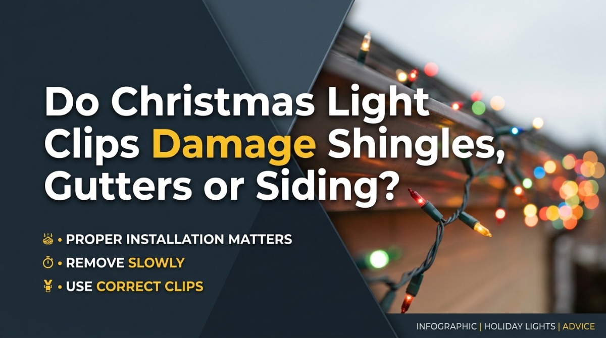 Do Christmas light clips damage shingles, gutters or siding on a house